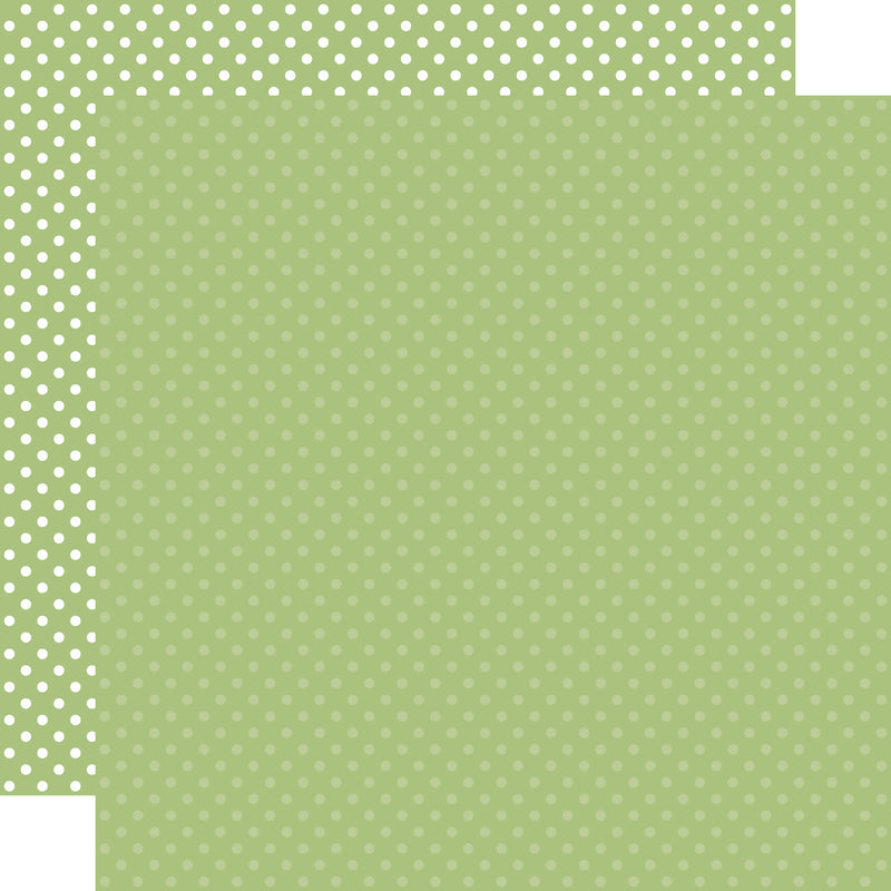 Verde Sage y Puntitos Blancos - Hoja 12x12  - Echo Park