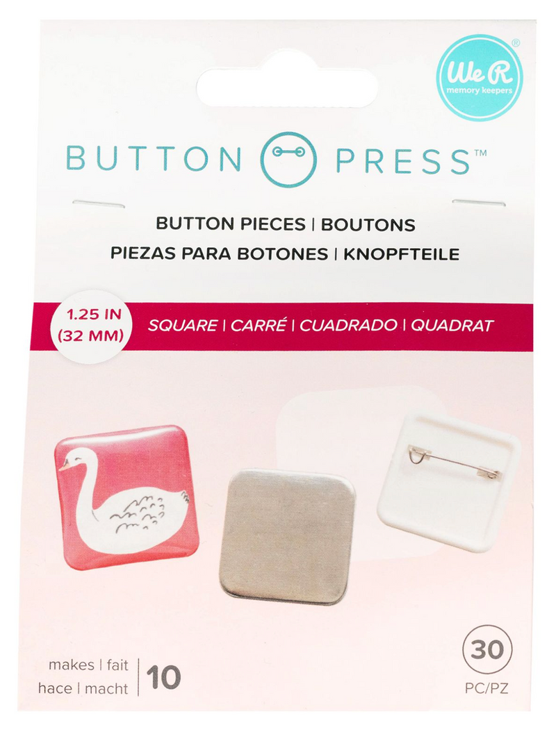 Button Press Square Refill - Paquete para 10 Botones Cuadrados MEDIANOS - WRMK