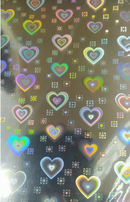 Cartulina Holografica Dorada de Corazones - 10 Hojas