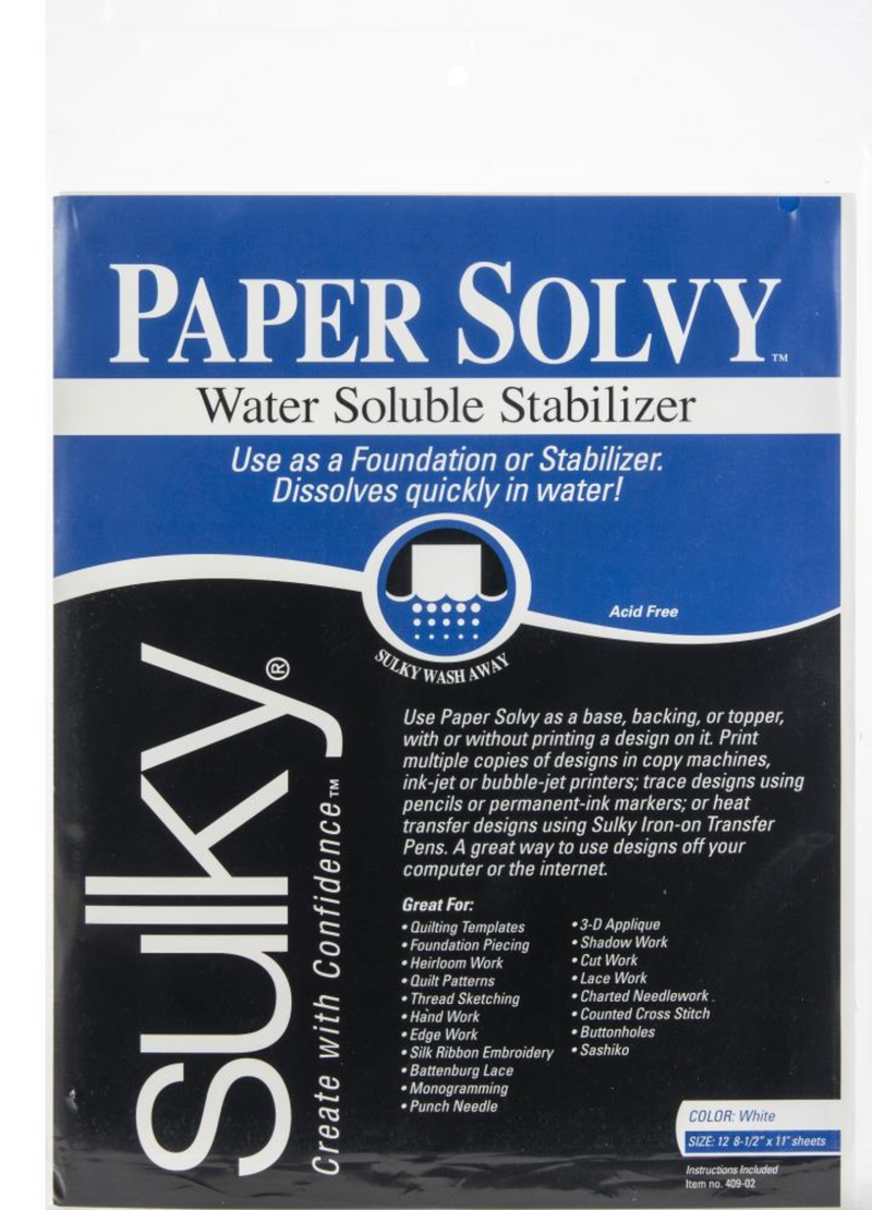 Papel Soluble en Agua 8.5x11" - Pack 12 Unidades -  Sulky