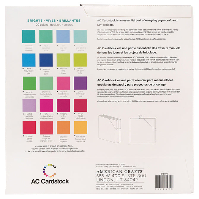 Cardstock Brights - Variedad de Colores - American Crafts