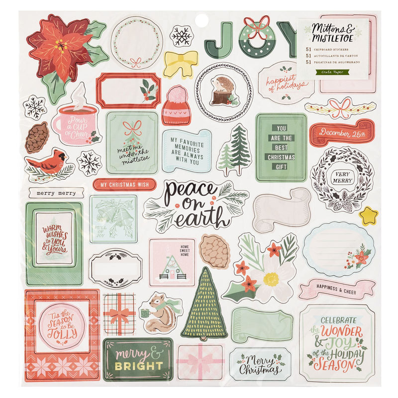 Mittens and Mistletoe - Chipboard Stickers - CP