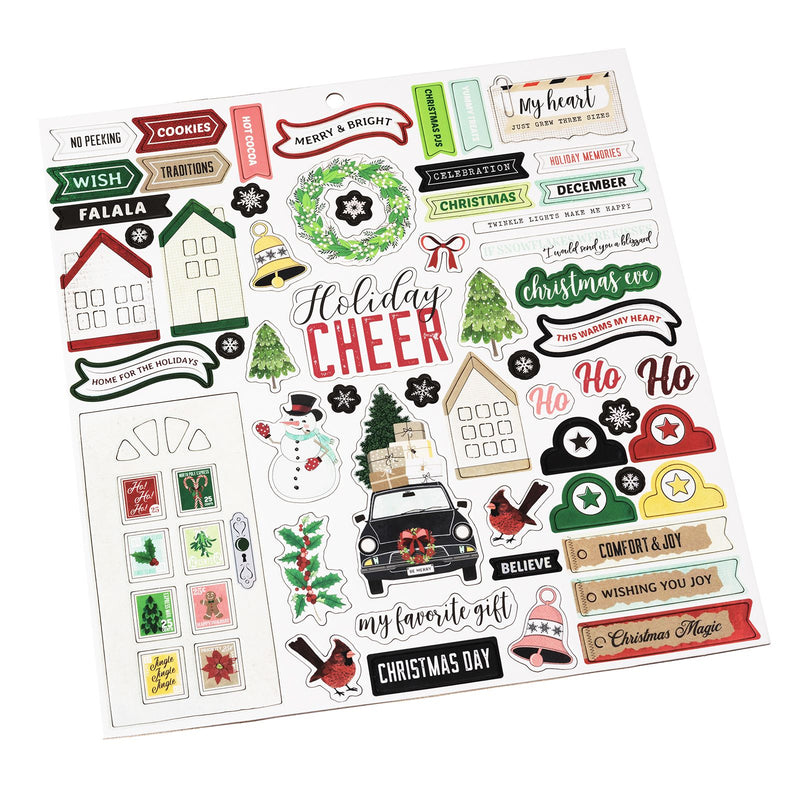 Evergreen and Holly - Chipboard Stickers - VB