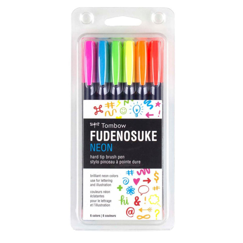 Fudenosuke Neon Brush Pen Set - 6 Pack - Tombow